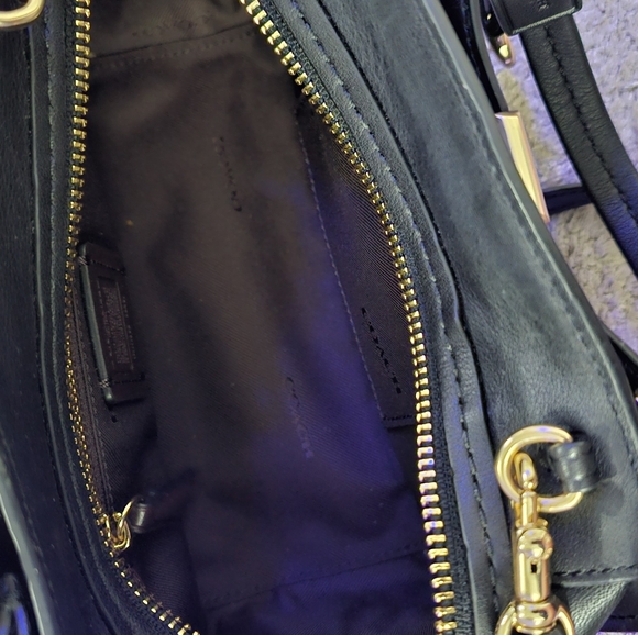 Coach Mini Black Purse with Gold Accents,  Three Pockets, New - Picture 4 of 7